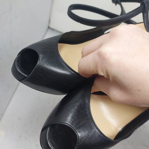 Christian Louboutin Black Jenlove Alta Peep Toe Sandal Heel Shoe - Picture 11 of 12
